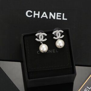 Chanel Double C Pearl Earrings